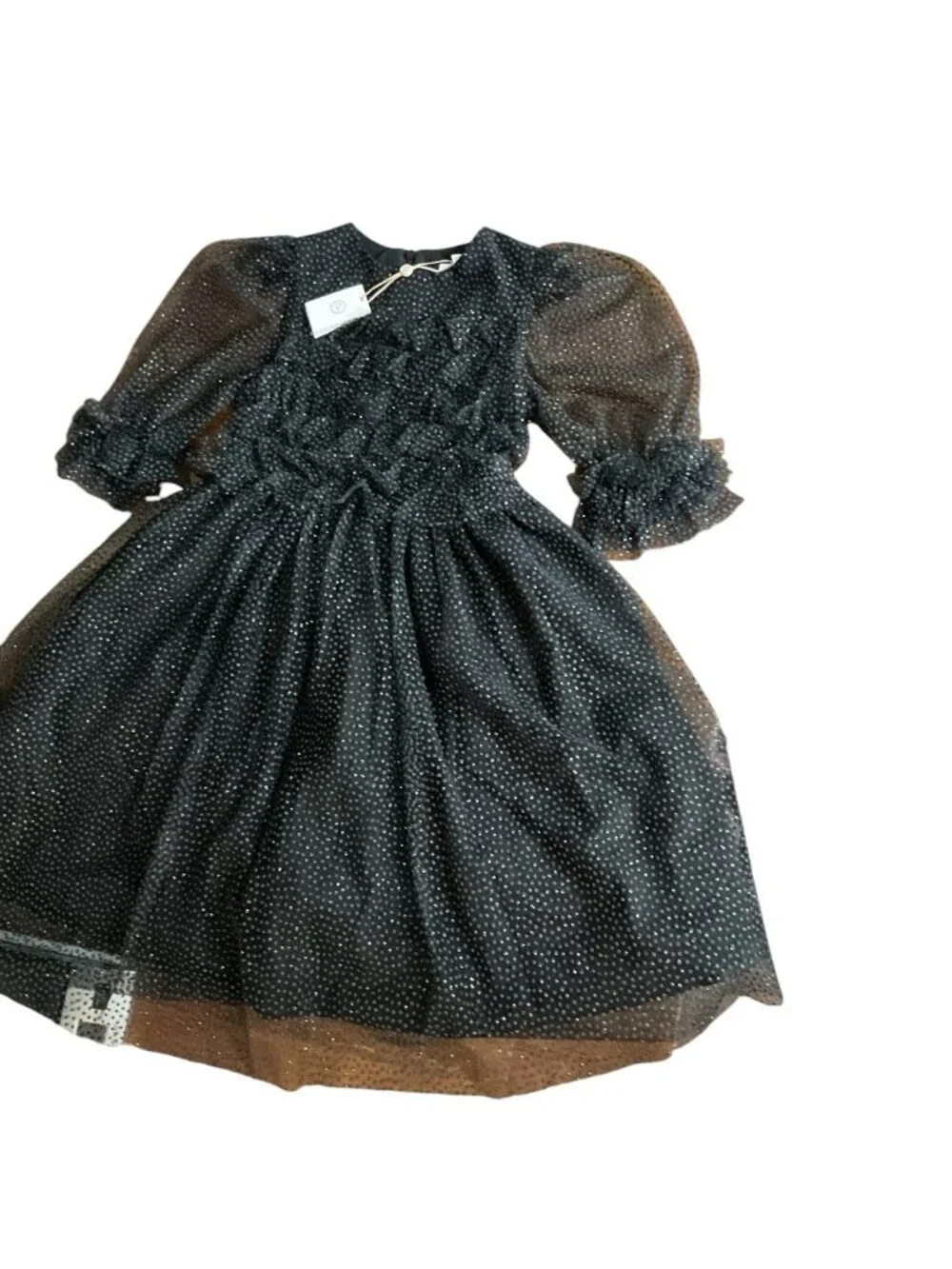 Patachou Girls Polka dot Tulle Dress Black Party Special Occasion Size 8 Years